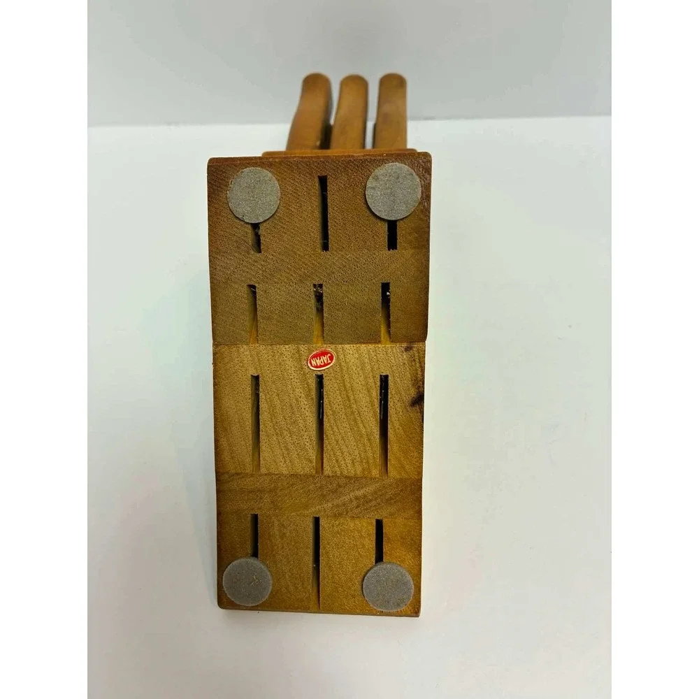 Vintage‎ Cavalier by Rogers 6 Piece Steak Knife Set with Wood Block Stainless